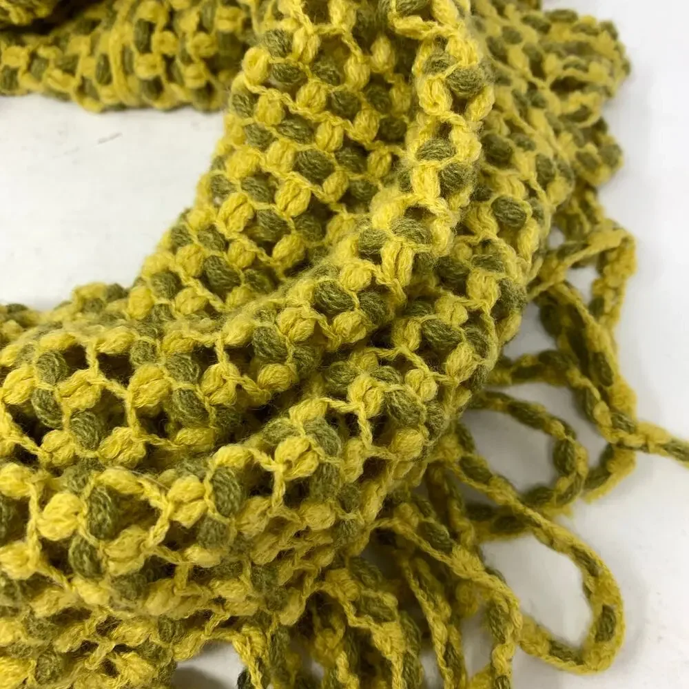 Unbranded Infinity Scarf Chunky Crochet Knit Yellow Olive Green